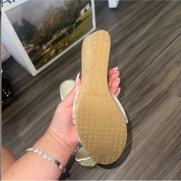 Jimmy Choo Silver Wedge Sandals - Picture 6 of 8